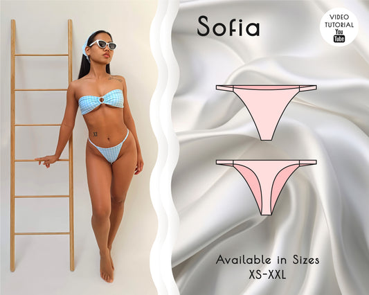 DIY Swimwear | Minimal High Rise Thong Bikini Bottom Reversible | pdf sewing pattern | women's bathing suit instant download XS-XXL