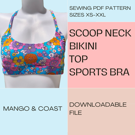 DIY | Scoop Neck Bikini Top - Sports Bra | PDF Sewing Pattern