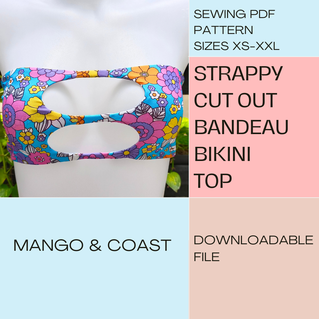 DIY | Strappy Cut Out Bandeau Bikini Top | PDF Sewing Pattern