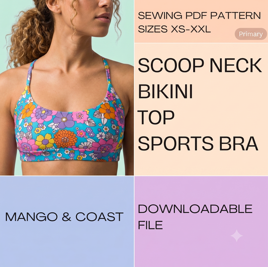 DIY | Scoop Neck Bikini Top - Sports Bra | PDF Sewing Pattern