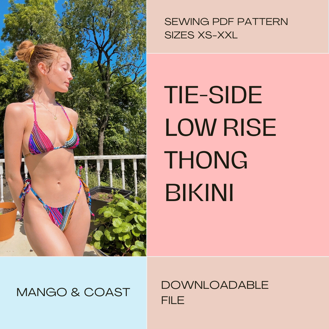 DIY | Tie-Side Low Rise Thong Bikini | PDF Sewing Pattern