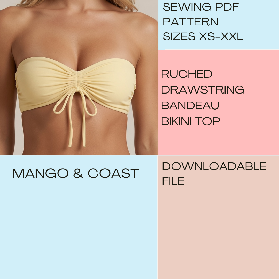 DIY | Ruched Drawstring Bandeau Top | PDF Sewing Pattern