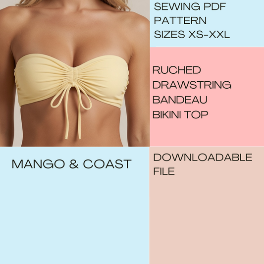 DIY | Ruched Drawstring Bandeau Top | PDF Sewing Pattern