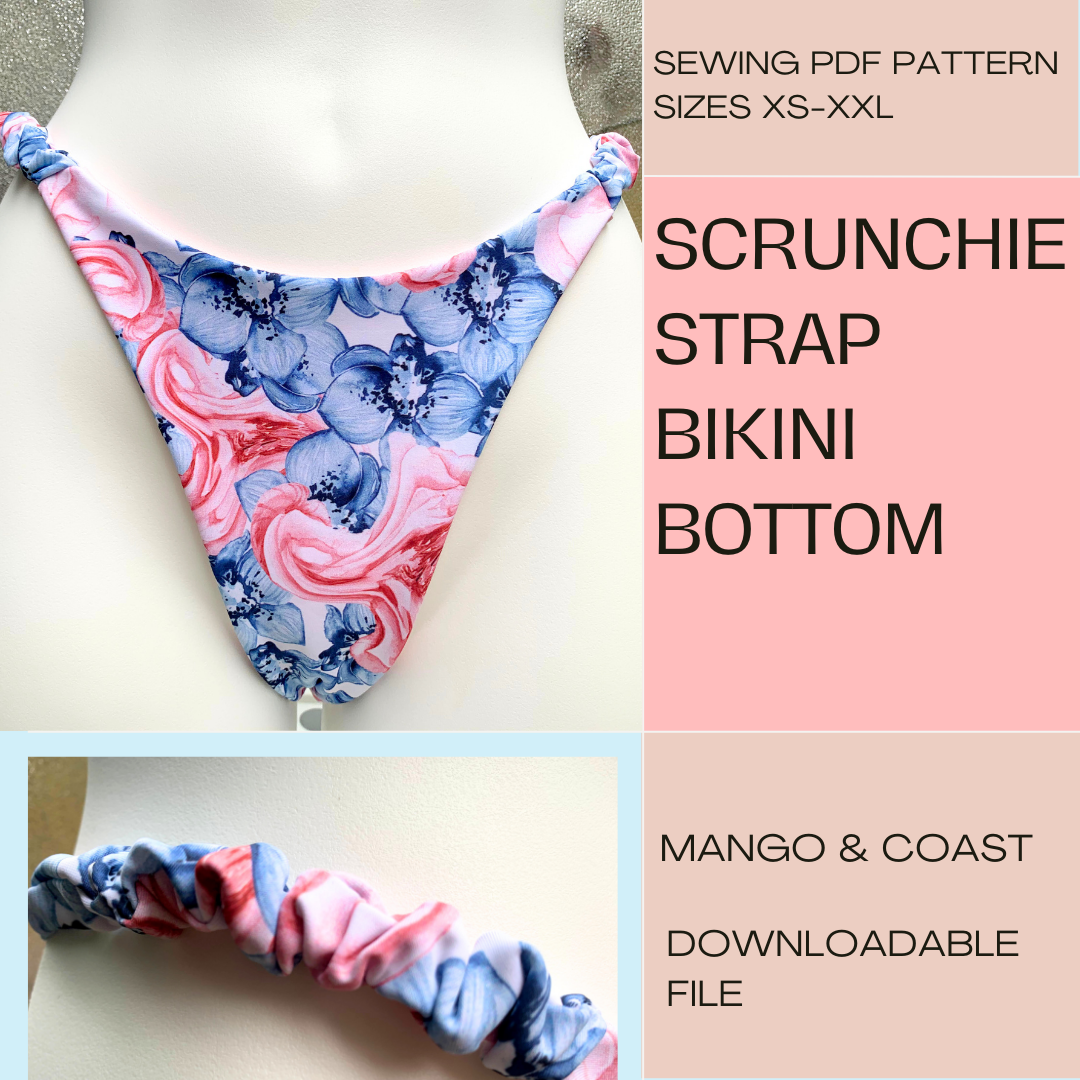 String Bikini Bottom Pattern Free DIY | Scrunchie Strap Bikini Bottoms | PDF Sewing Pattern – Mango & Coast