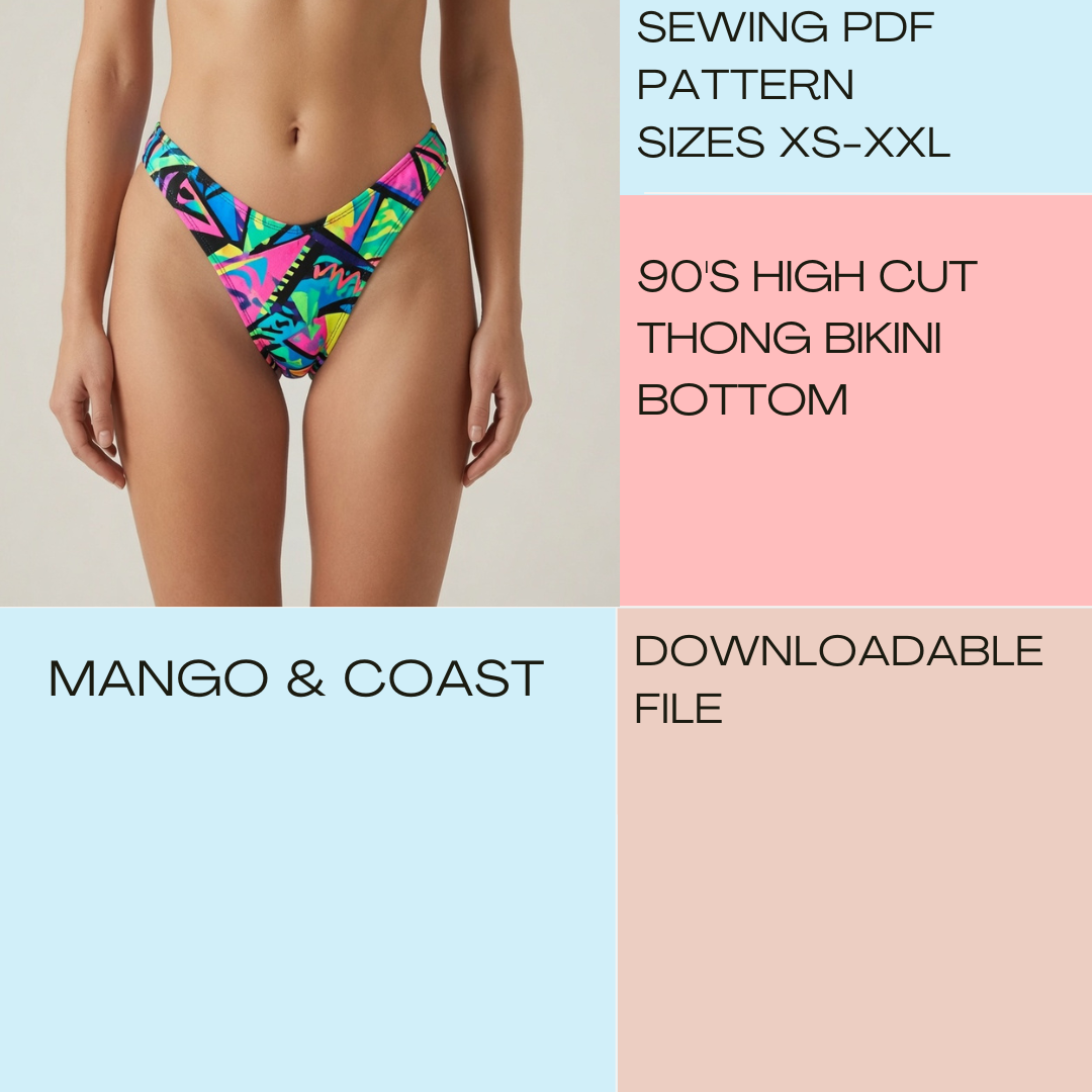 DIY | 90's High Cut Bikini Bottom | PDF Sewing Pattern
