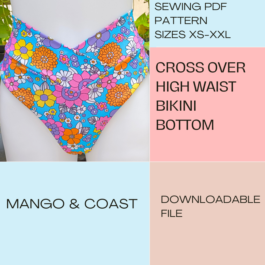 String Bikini Bottom Pattern Free DIY | Cross Over High Waist Bikini Bottom | PDF Sewing Pattern – Mango ...