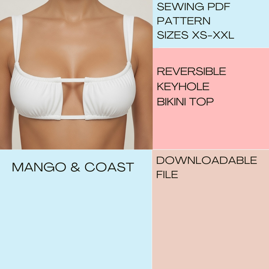DIY Swimwear | Keyhole Cut Out Reversible Bikini Top | pdf sewing pattern | swimsuit, women's bathing suit, instant download XS-XXL