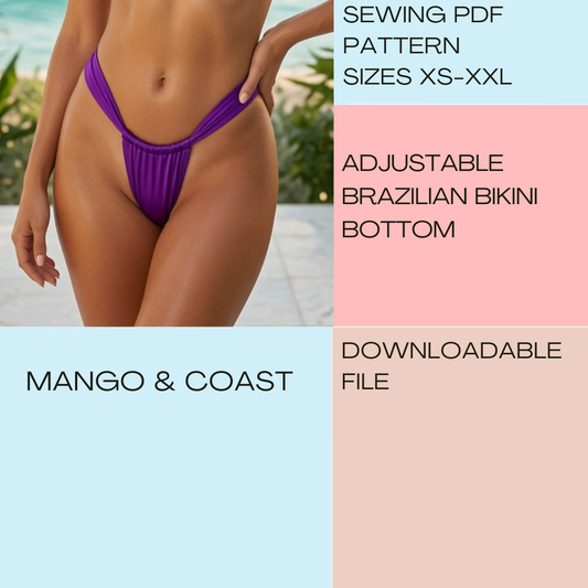 DIY | Adjustable Brazilian Bikini Bottom |  PDF Sewing Pattern